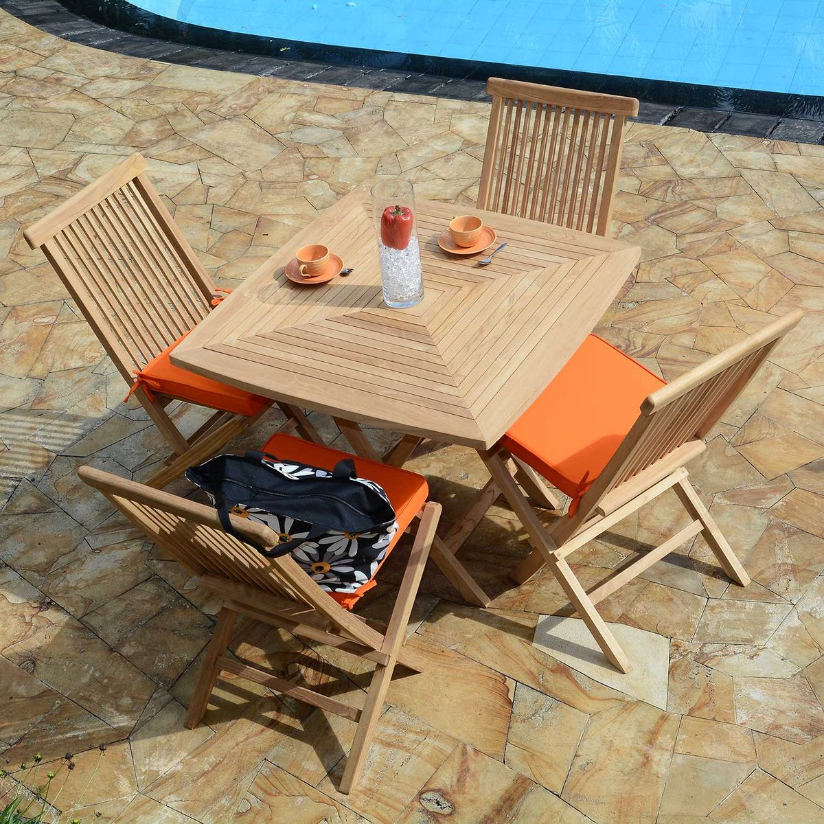 Salon de jardin en teck massif Paolo, 4 places naturel, TECK ATTITUDE