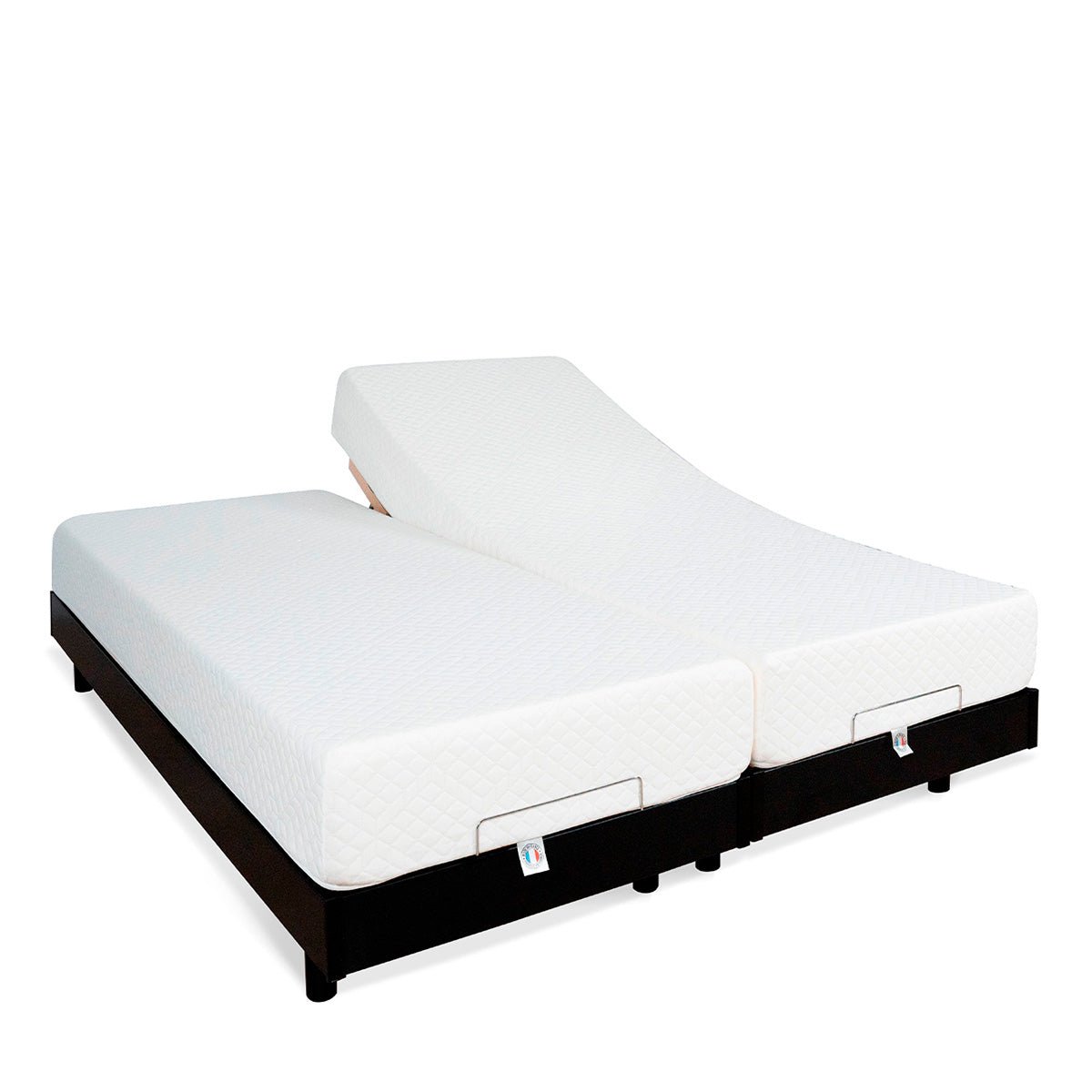 Ensemble Duo Matelas Mousse Accueil Mémoire de forme + Sommiers électriques Flex 12x80x200 cm noir, BELLECOUR