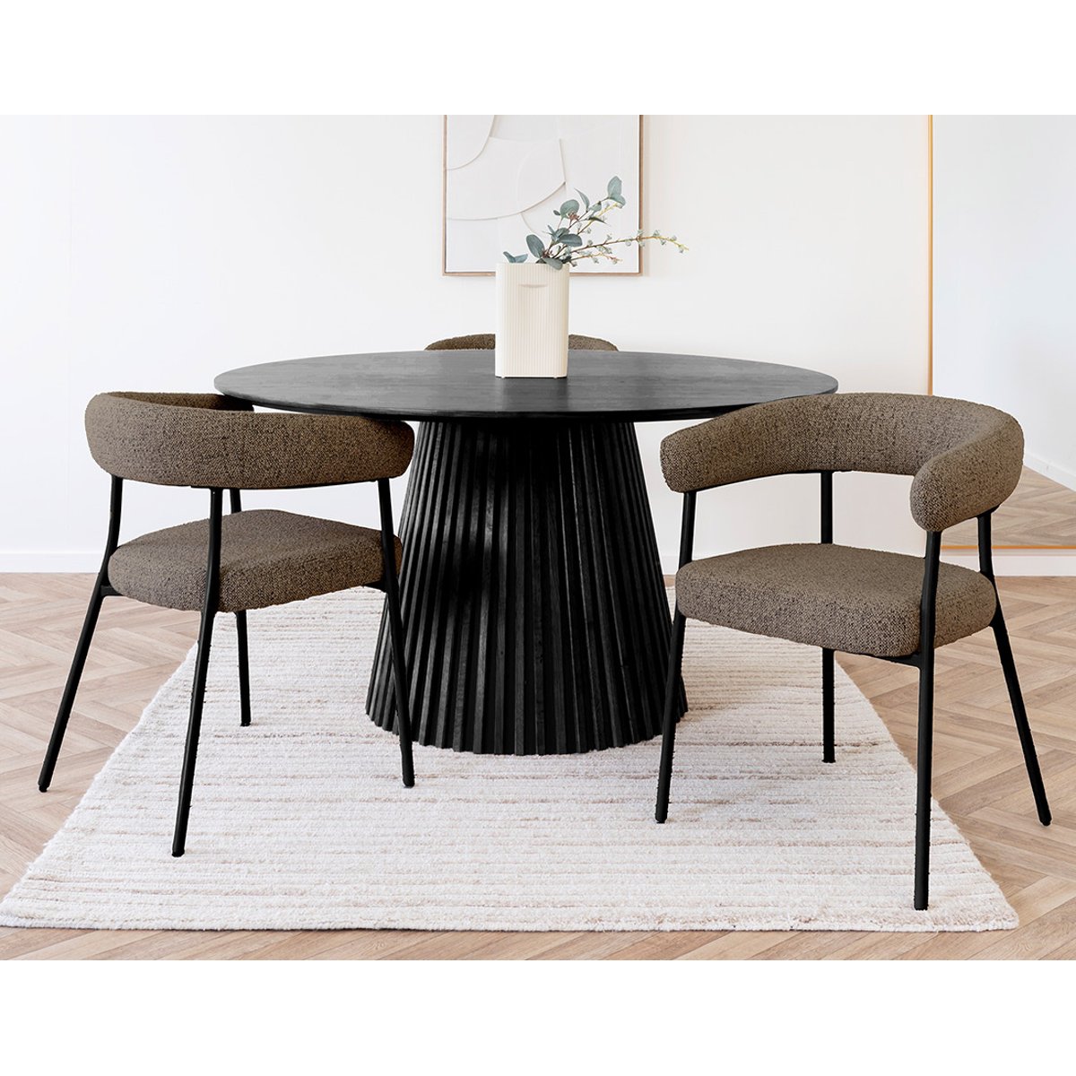 Lot de 2 chaises FSC® 100% en tissu texturé, SADIE marron, BEST MOBILIER