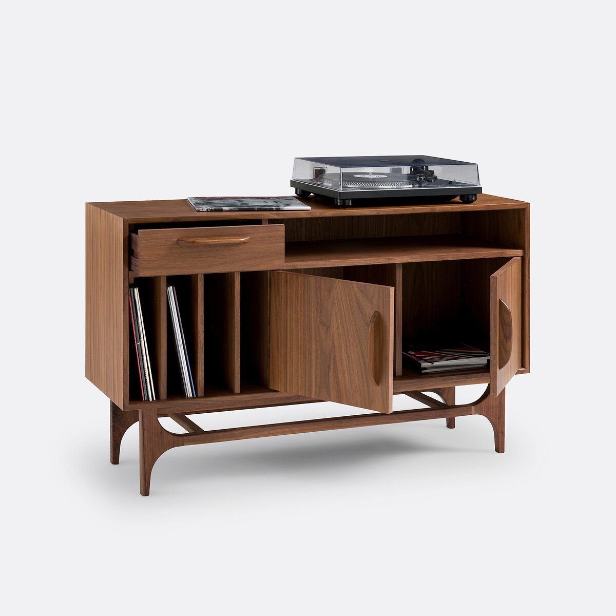 Meuble vinyles noyer, Larsen noyer, LA REDOUTE INTERIEURS