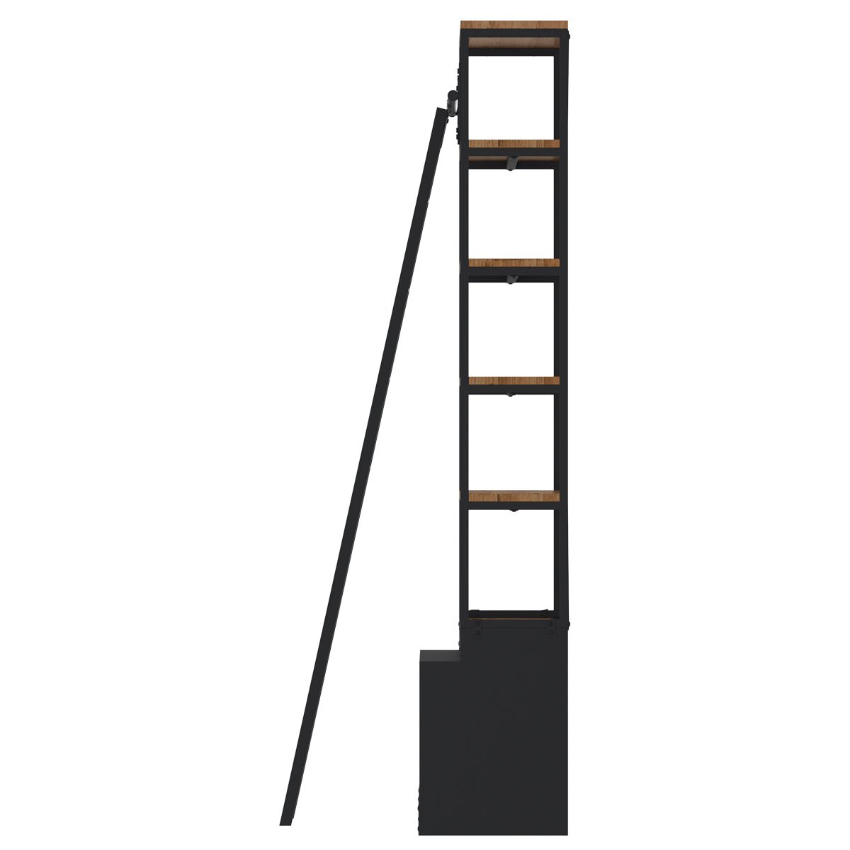 Petite bibliothèque 86 cm en bois et métal - KASI bois foncé et noir, MAISON PAVANE