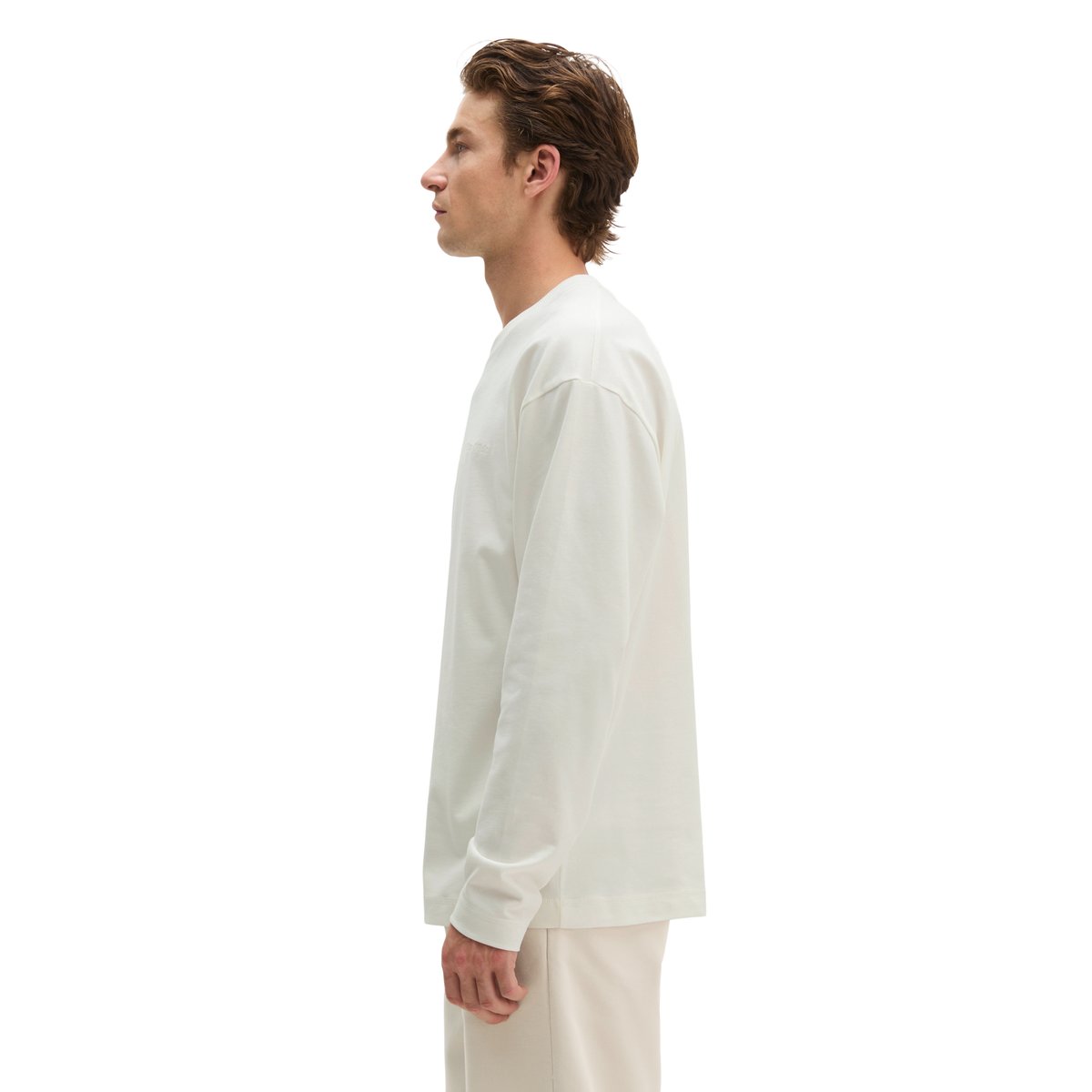 T-shirt long relaxed en jersey de coton bio épais blanc, MARC O'POLO
