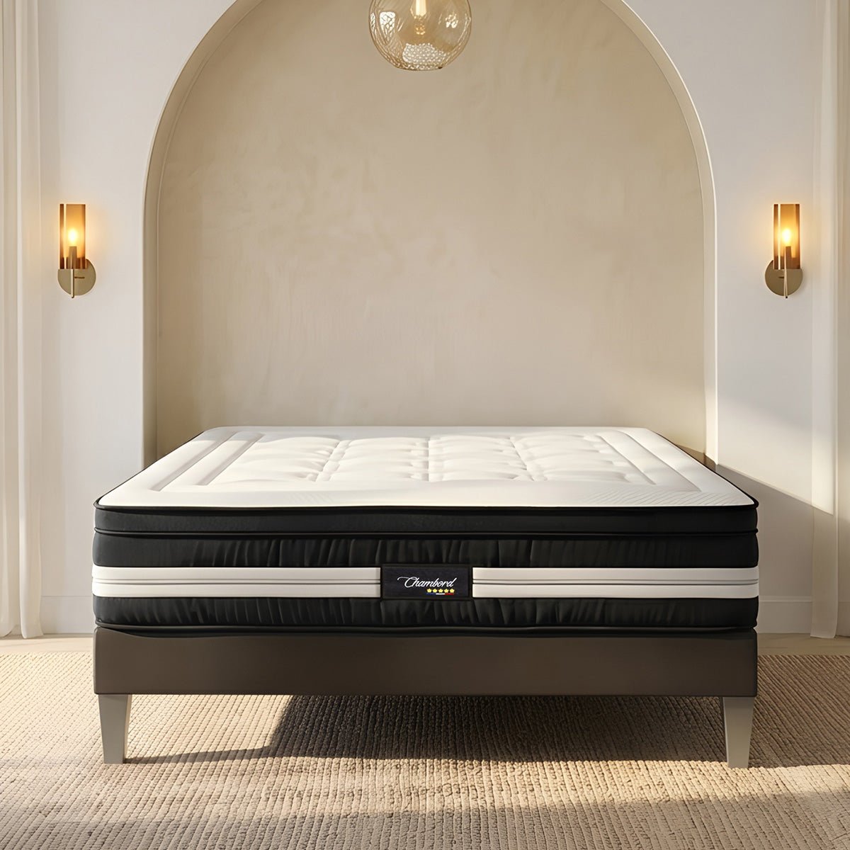 Matelas Chambord - Micro-ressorts - Accueil mémoire de forme moelleux - 32 cm d'épaisseur blanc, BELLECOUR