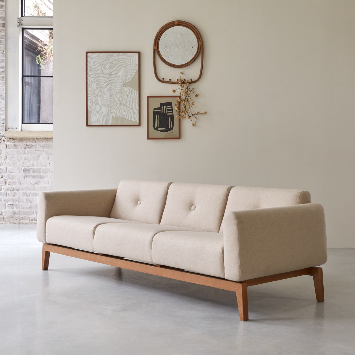 Canapé droit en Tissu, BJORN beige, TIKAMOON