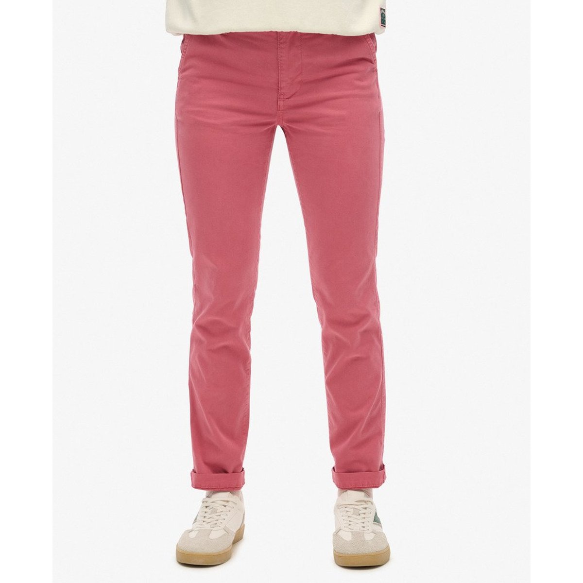 Pantalon chino à taille mi-haute rose mauve, SUPERDRY