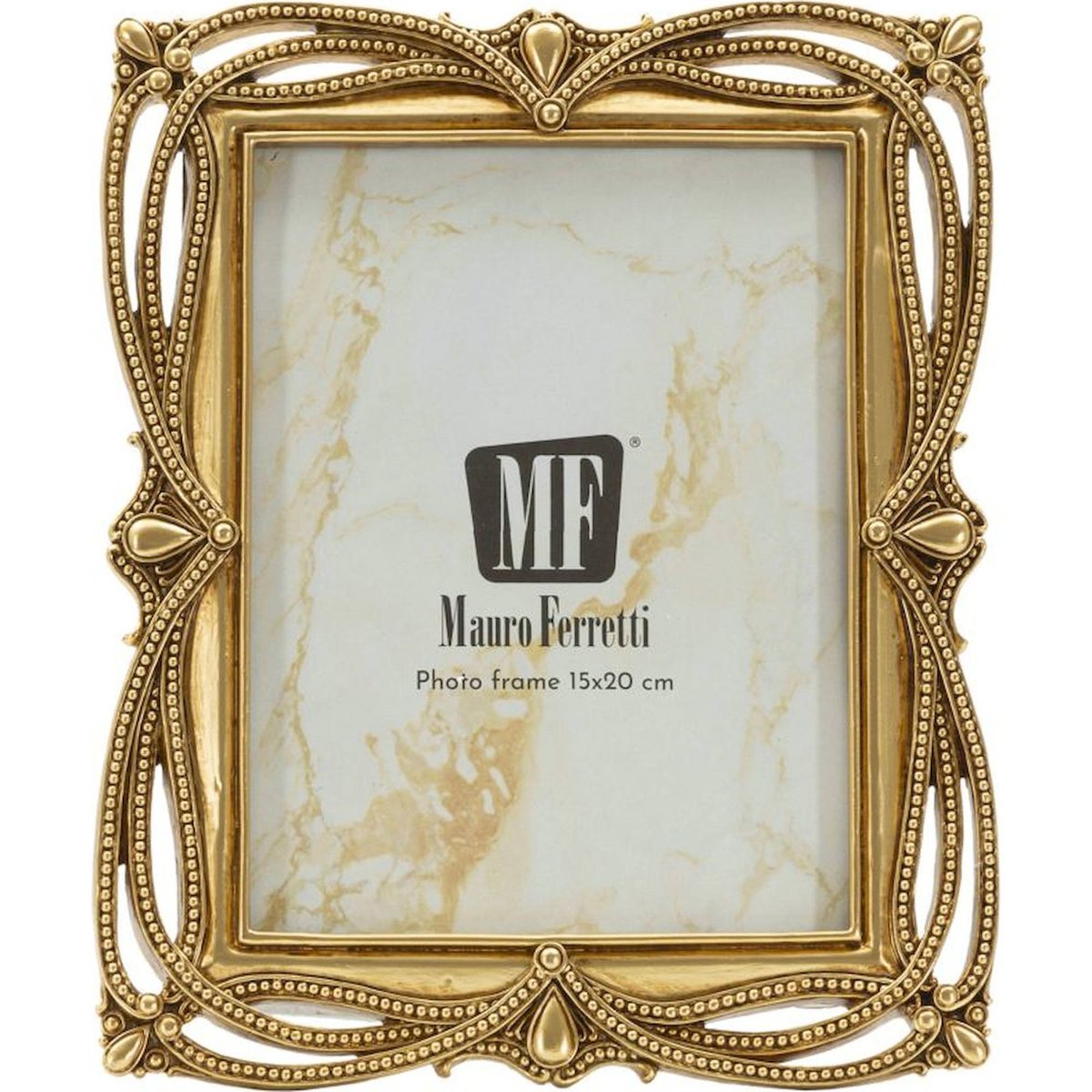 Cadre photo bord tressé sous verre GLAM doré, RECOLLECTION