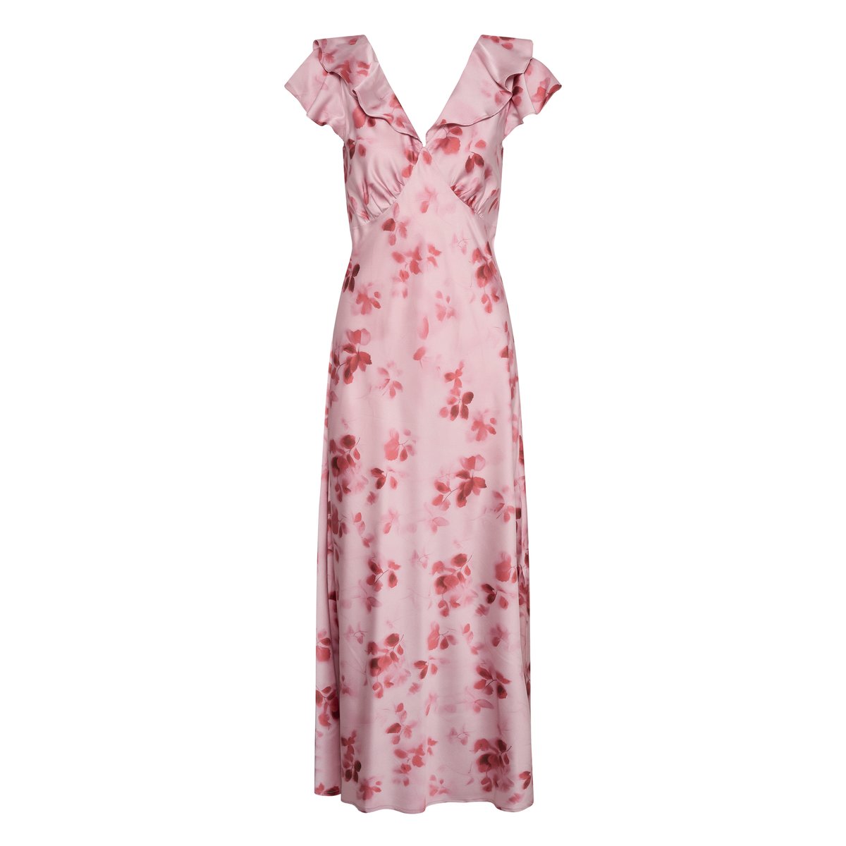 Robe rose rouge dusty pink/red flowers, KAFFE