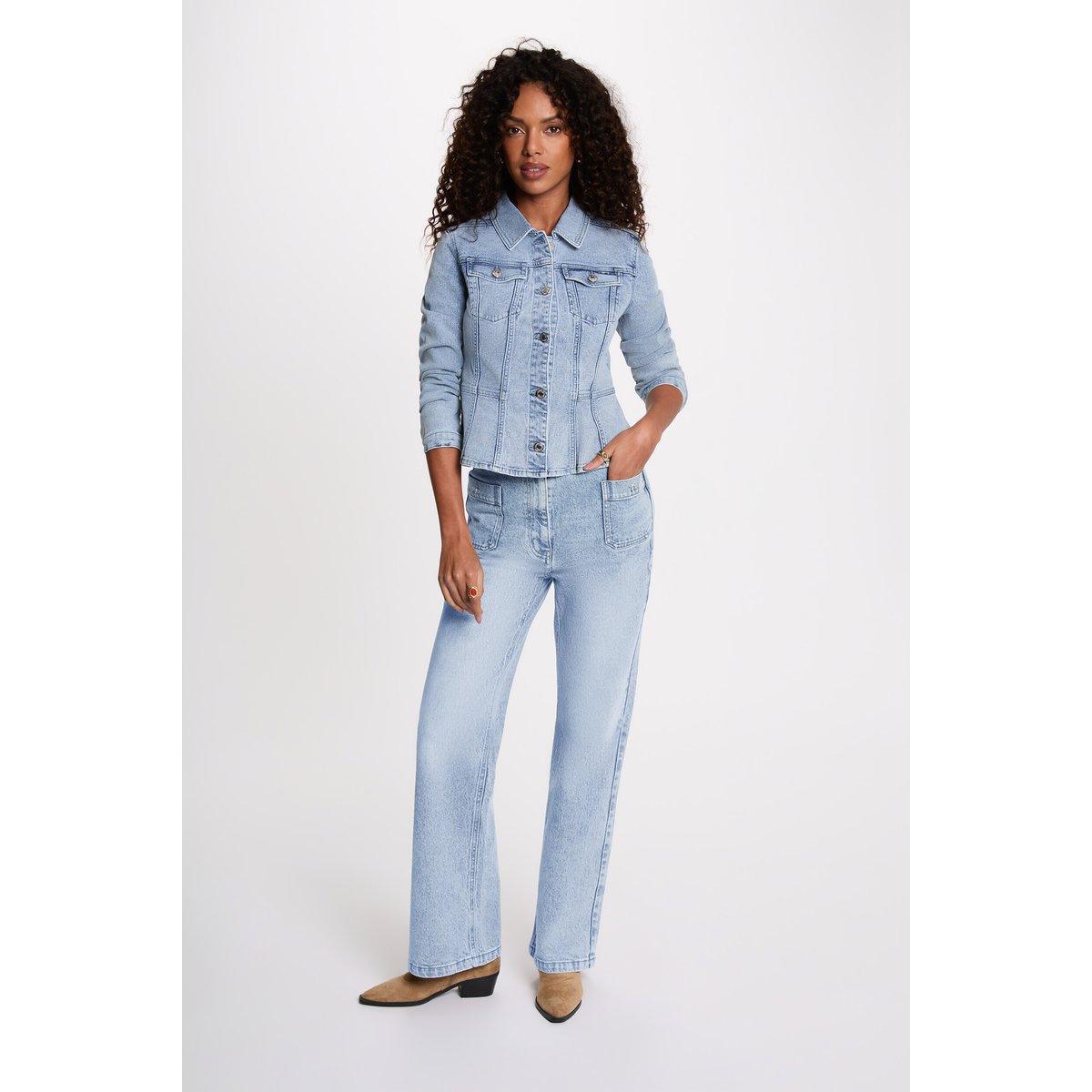 Veste jean ajustée denim double stone, MORGAN