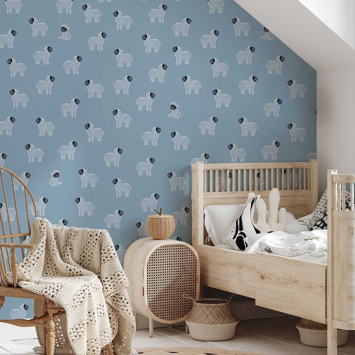 Papier peint petits moutons intissé, HEXOA
