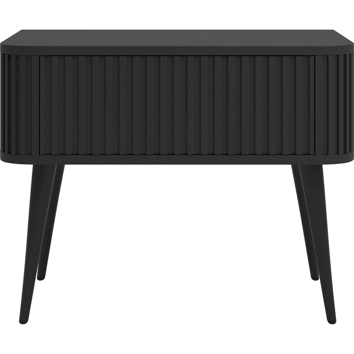 Table de chevet à façade rainurée OVARLO noir, RECOLLECTION