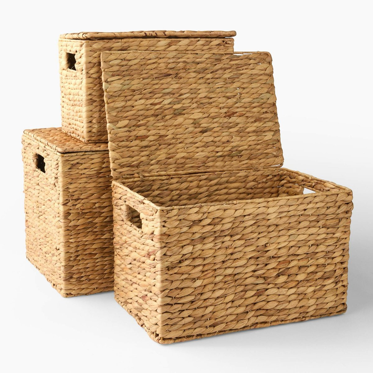Coffre rectangulaire en jacinthe d'eau beige, MONOPRIX