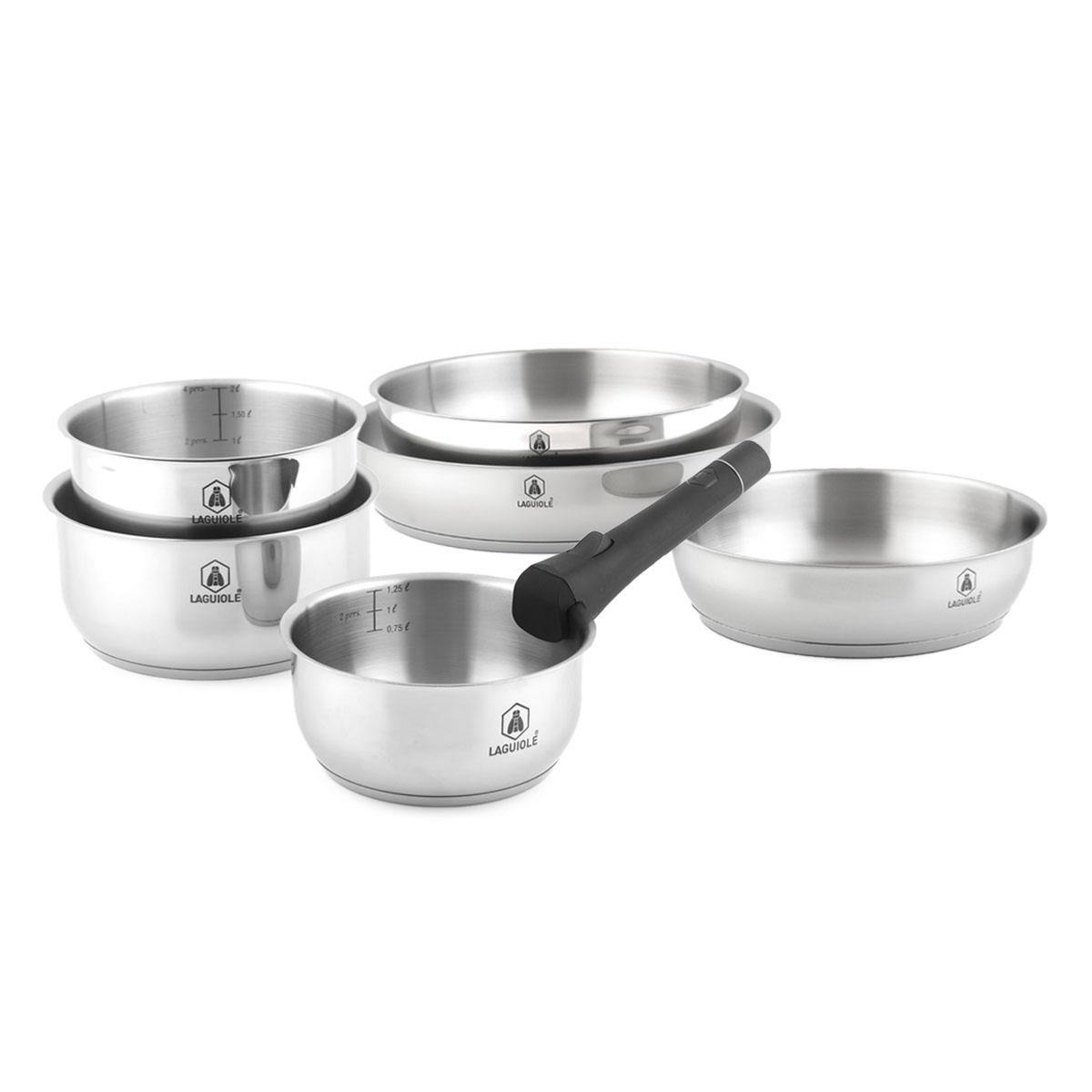 Set de 7 pièces inox amovible "Réactif" couleur unique, LAGUIOLE CUISSON