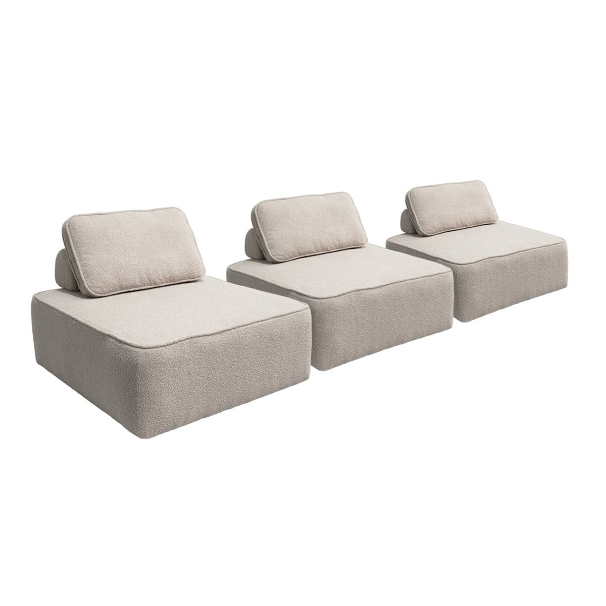 Chauffeuse pour canapé modulable bouclette 1 place (lot de 3) BAO beige, SWEEEK
