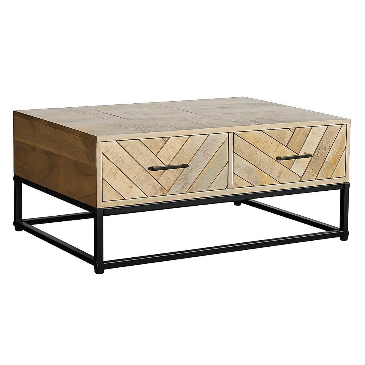 Table basse en bois de manguier 2 tiroirs BRIX bois naturel, PIER IMPORT