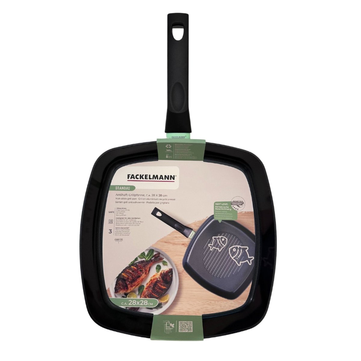 Gril 28 cm aluminium revêtement céramique antiadhésif BRANDAO vert,noir, FACKELMANN