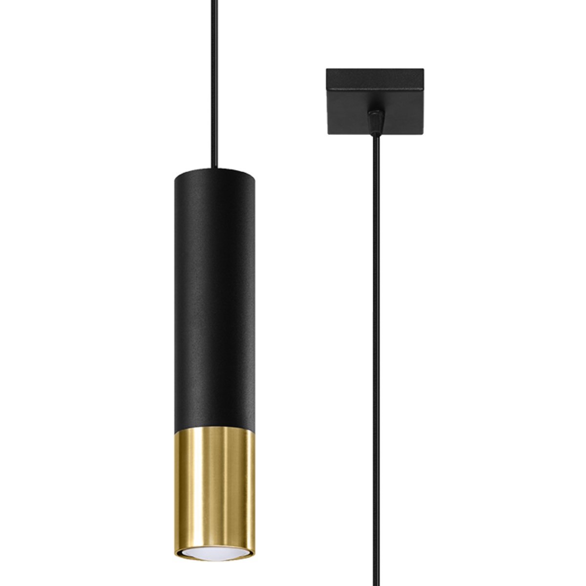 Suspension Acier Or/Noir GU10 1 Loopez jaune, EDEN