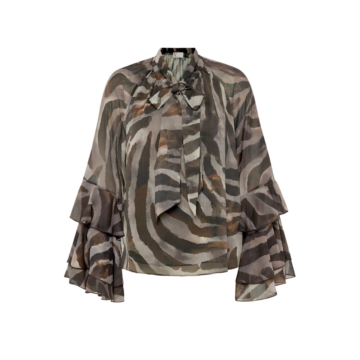 Chemisier en chiffon à volant brown/brown, VERA MONT