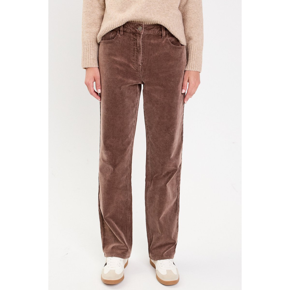 Pantalon droit en velours jaune, CACHE CACHE