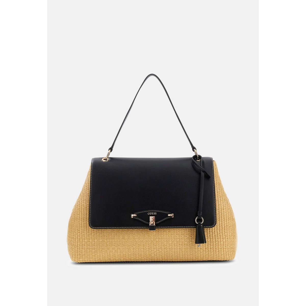Sac À Épaule Maggie Straw noir, GUESS
