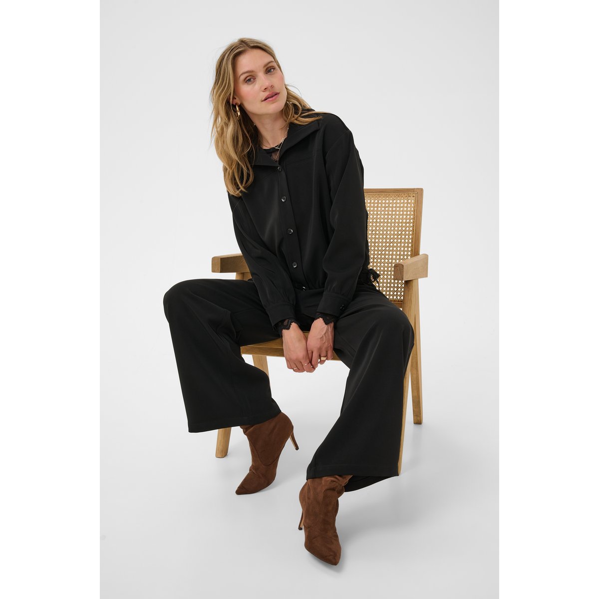 Chemise à manches longues noir pitch black, CREAM