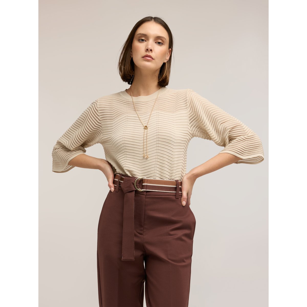 Pull ajouré en mélange viscose blanc, MOTIVI