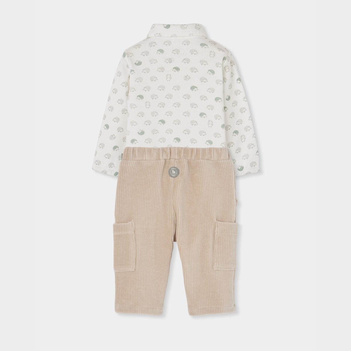 Ensemble bébé garçon en maille imprimé hérissons beige, BOBOLI
