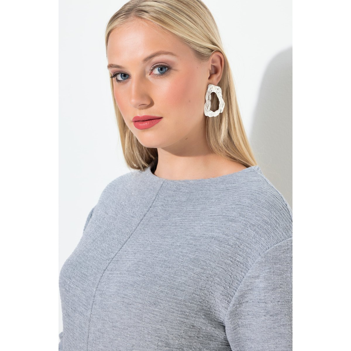 Robe en maille texturée mélange d’argent, ULLA POPKEN
