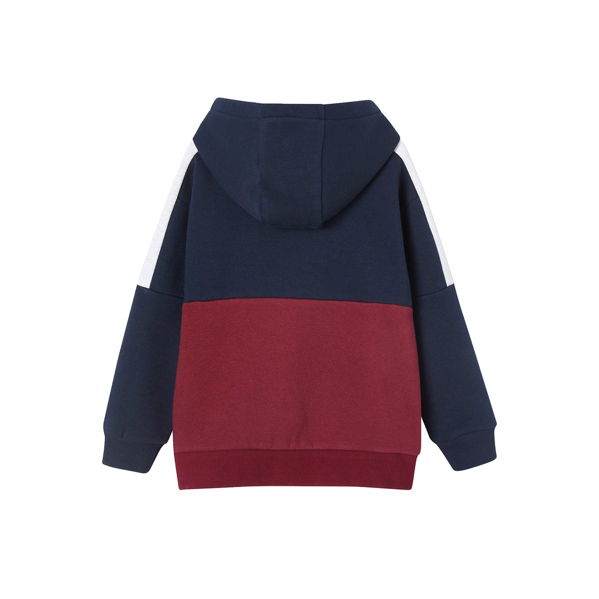 Sweat zippé à capuche effet colorblock sport bordeaux, VERTBAUDET