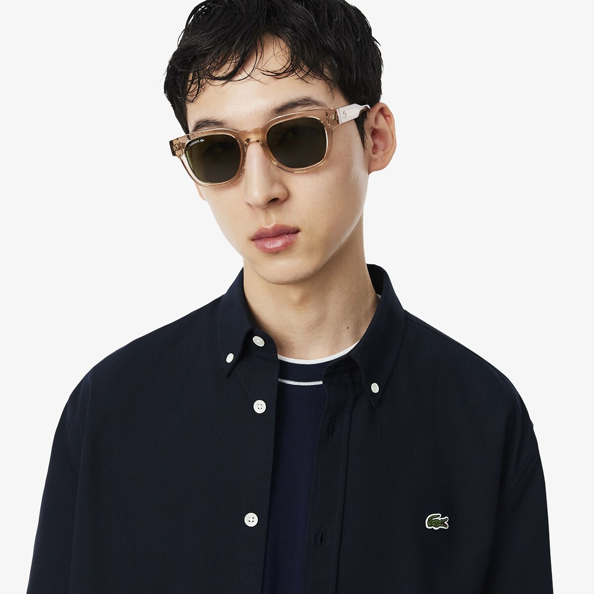 Regular fit Oxford shirt navy blue, LACOSTE
