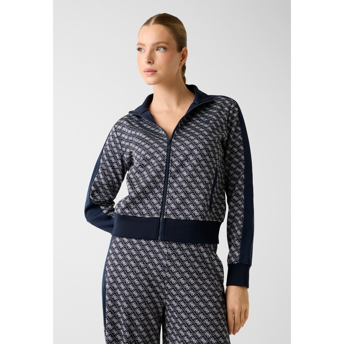 Sweat Zippé À Logo Imprimé bleu, GUESS
