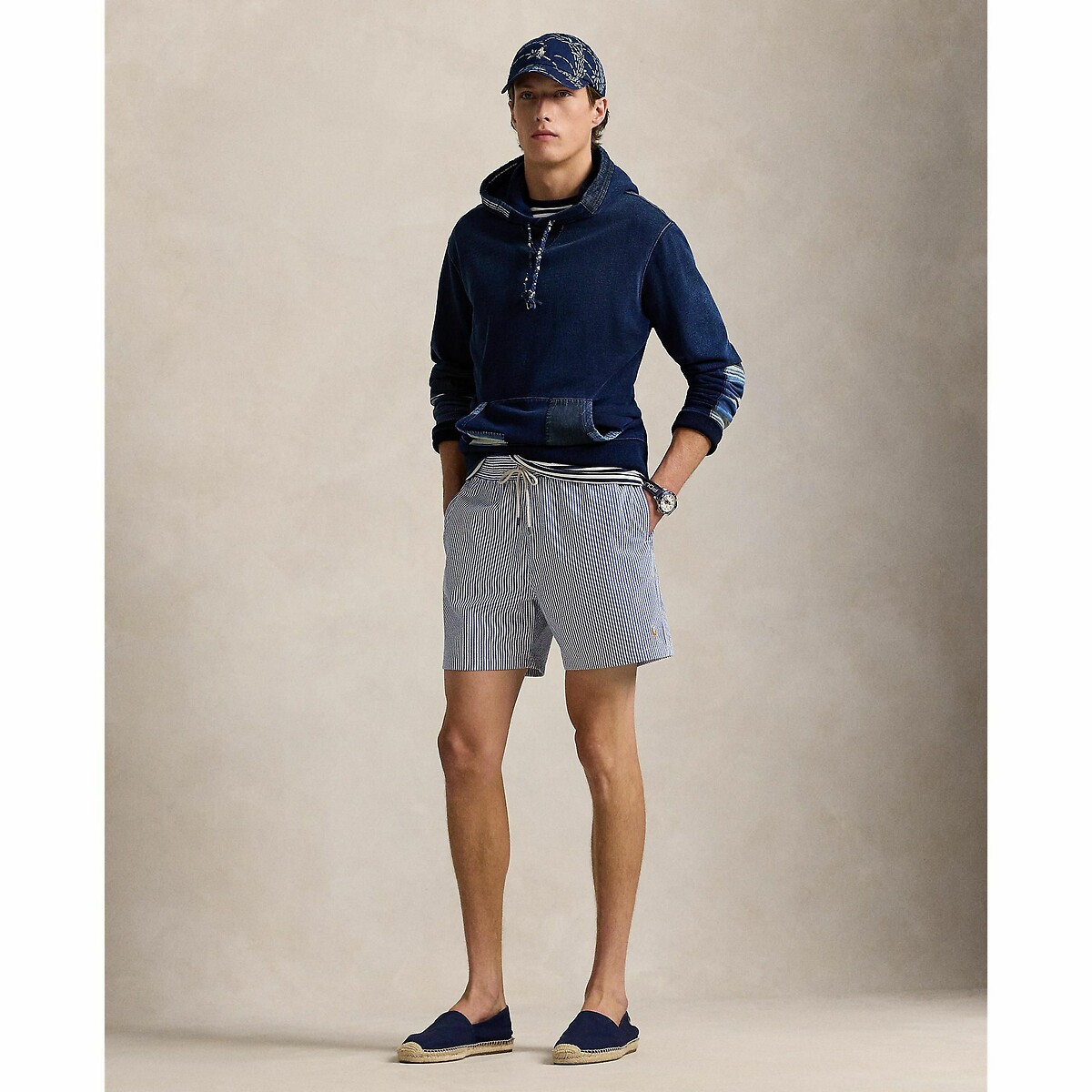 Pantaloncini da bagno Traveler classici 14,6 cm blu/bianco, POLO RALPH LAUREN
