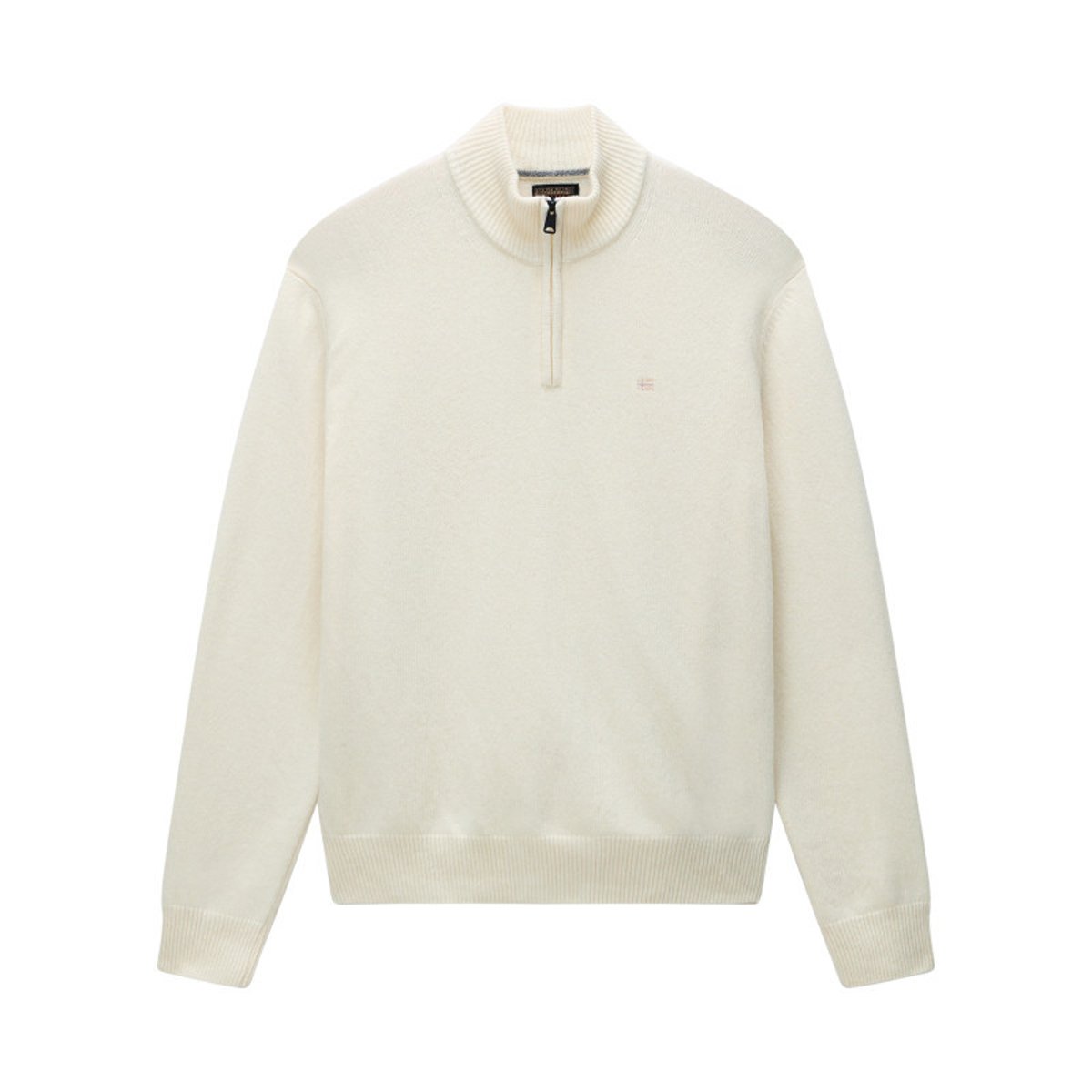 Pull en laine mélangée beige uni avec une coupe droite et un col camionneur beige, NAPAPIJRI