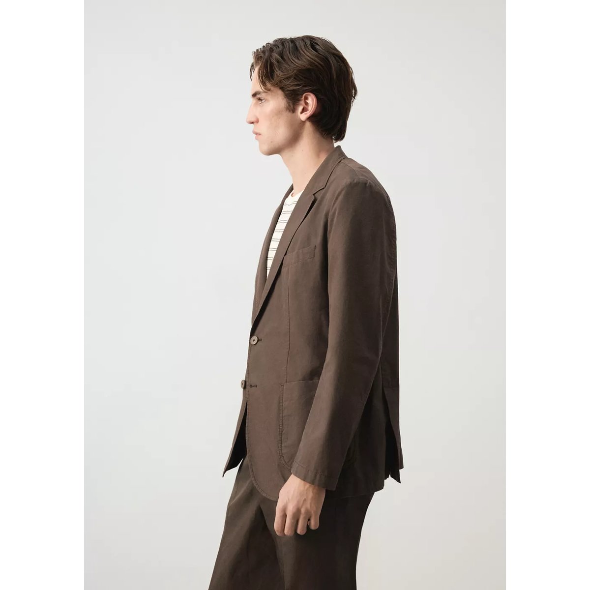 Veste slim fit mélange de coton et lyocell marron, MANGO MAN