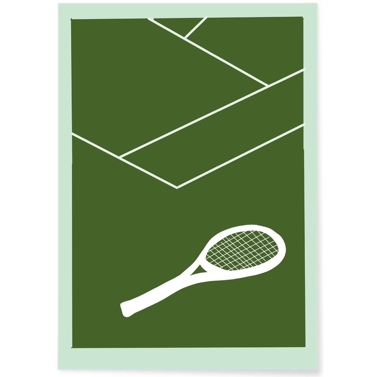 Affiche Tennis Design : Raquette et Terrain blanc, L'AFFICHERIE