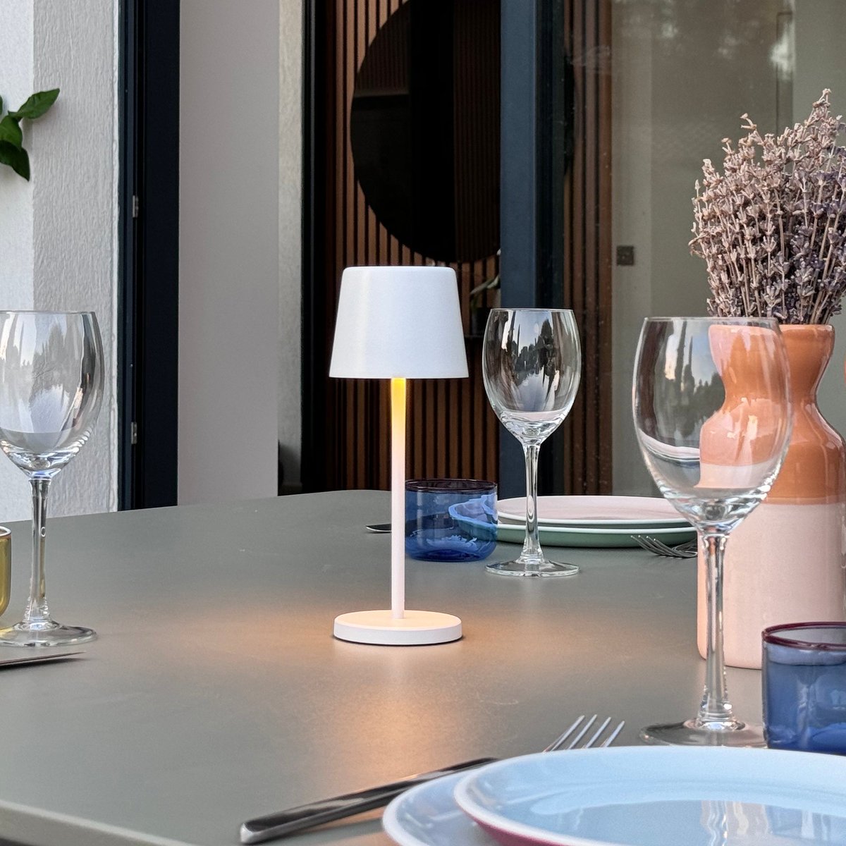 Lot de 6 Lampes de table avec socle 6x KELLY MINI blanc, LUMISKY