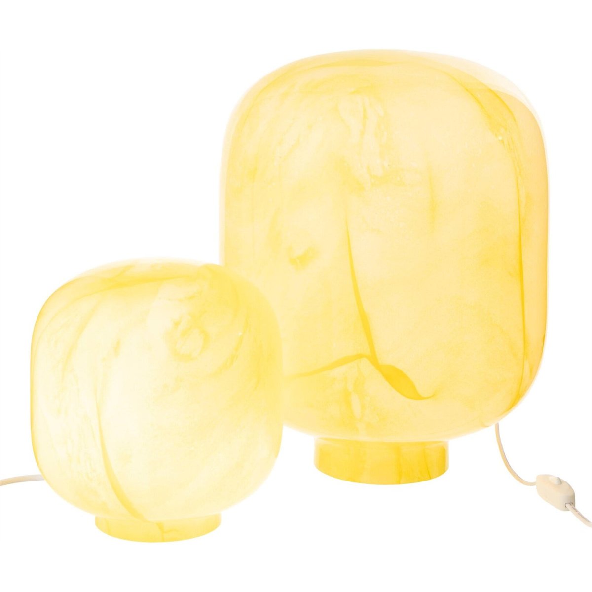 Lampe de table boule en verre soufflé jaune, RECOLLECTION