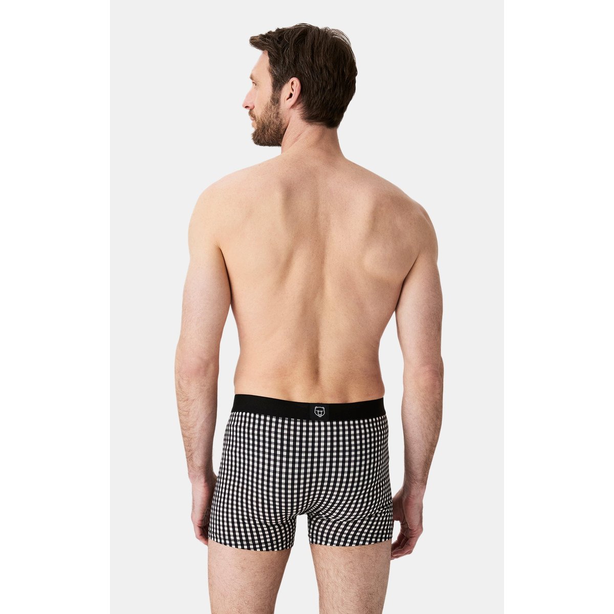 Boxer en coton imprimé Vichy noir, ARTHUR