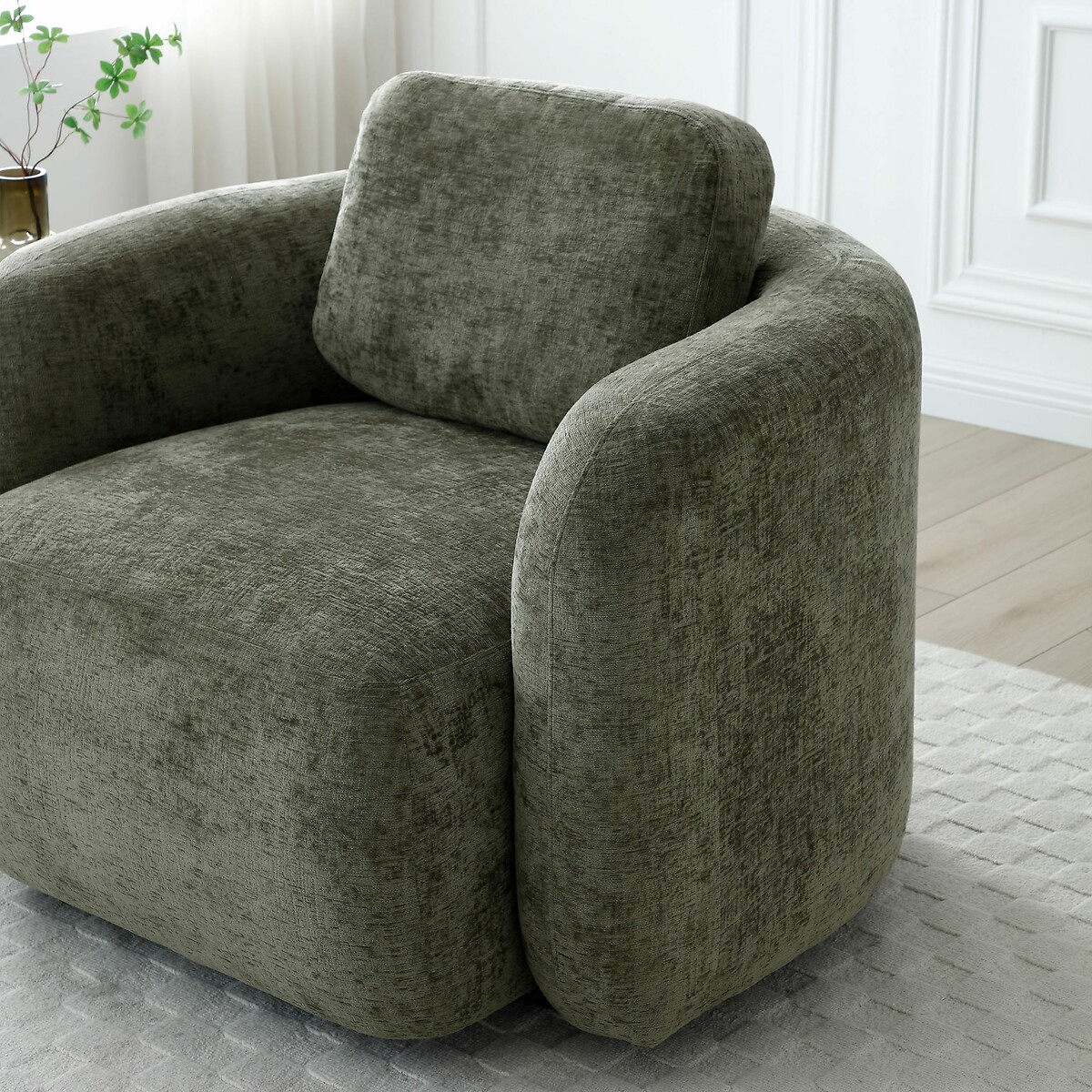 Muse Distressed Chenille Swivel Chair olive, ÉDITÉ
