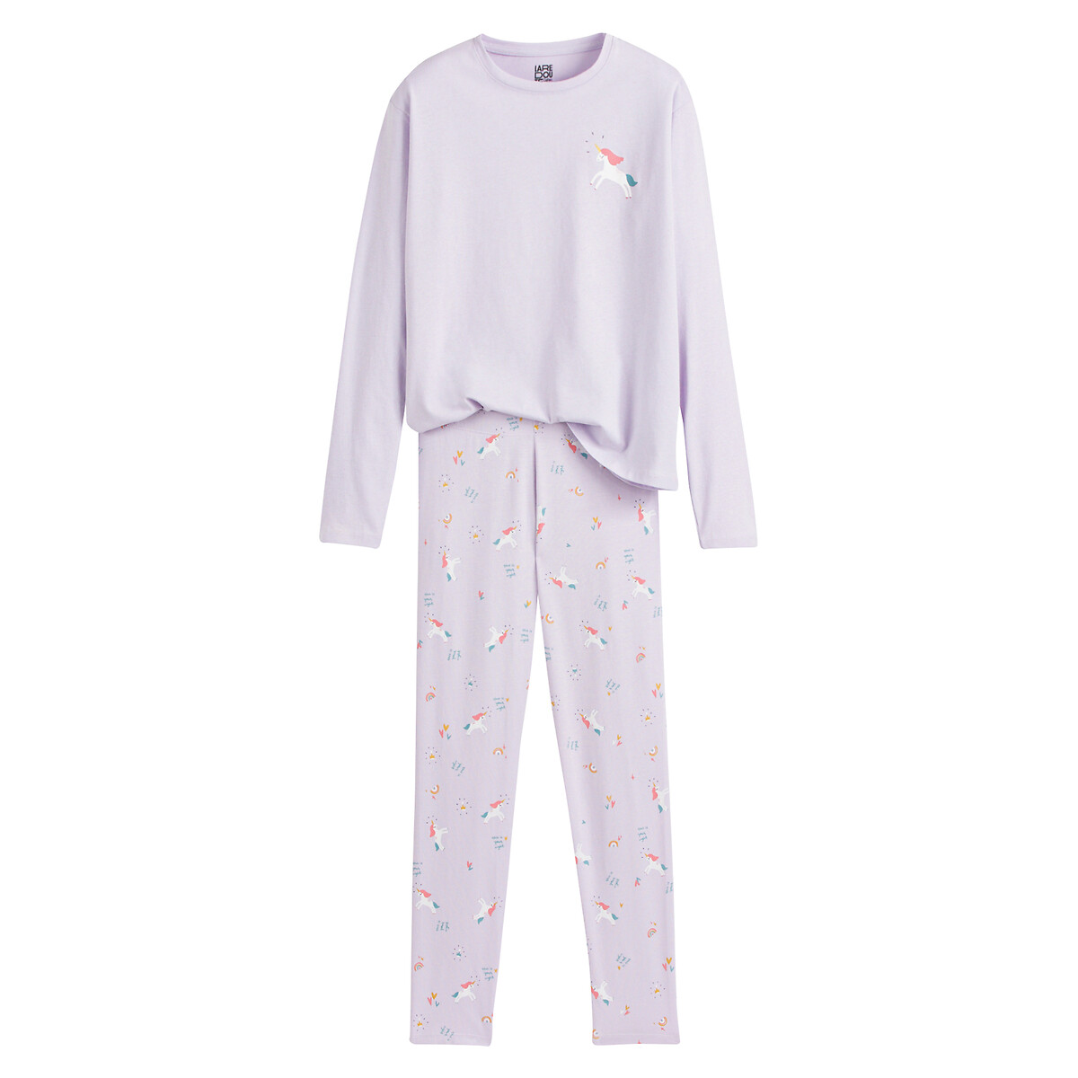 Unicorn Cotton Jersey Pyjamas mauve, LA REDOUTE COLLECTIONS