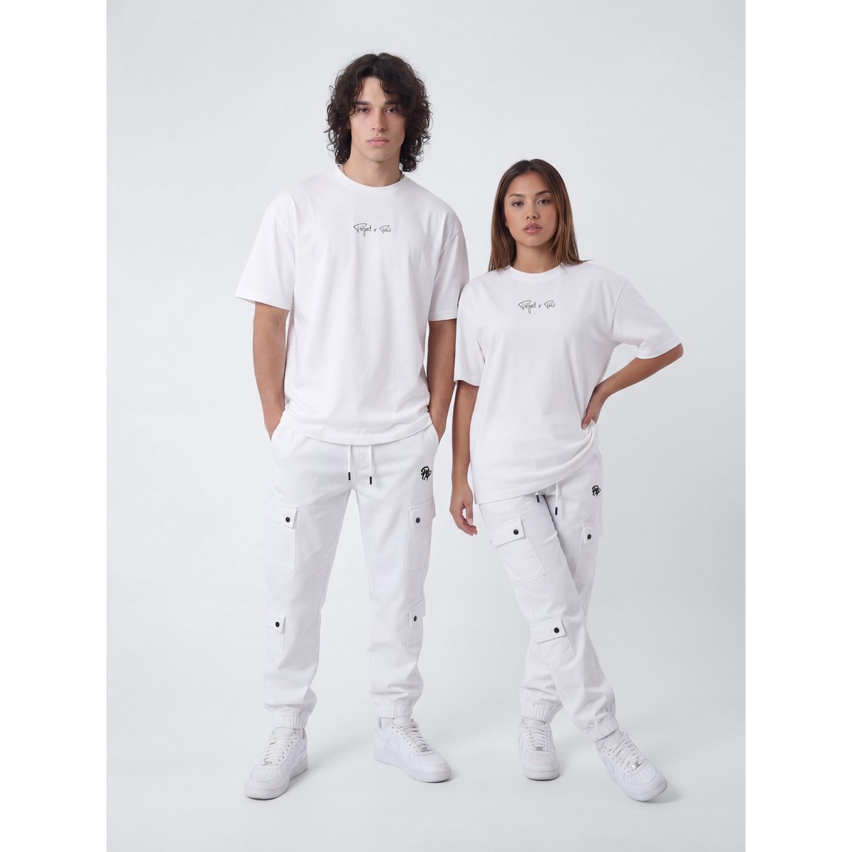 Cargo multi-poches avec serrage élastique blanc, PROJECT X