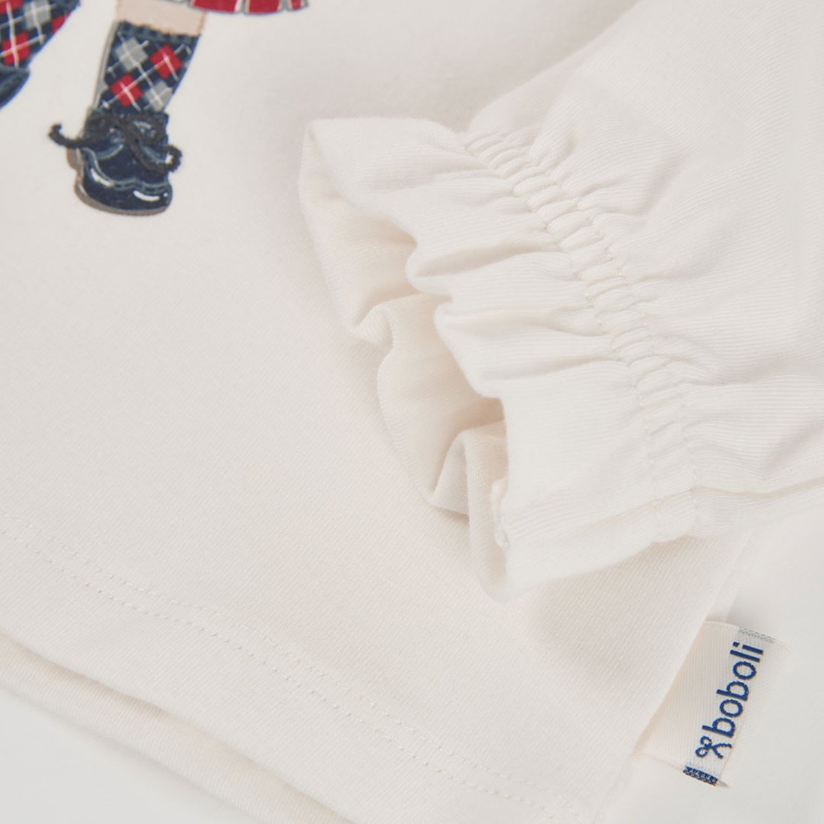 T-shirt fille en maille imprimé ourson blanc, BOBOLI
