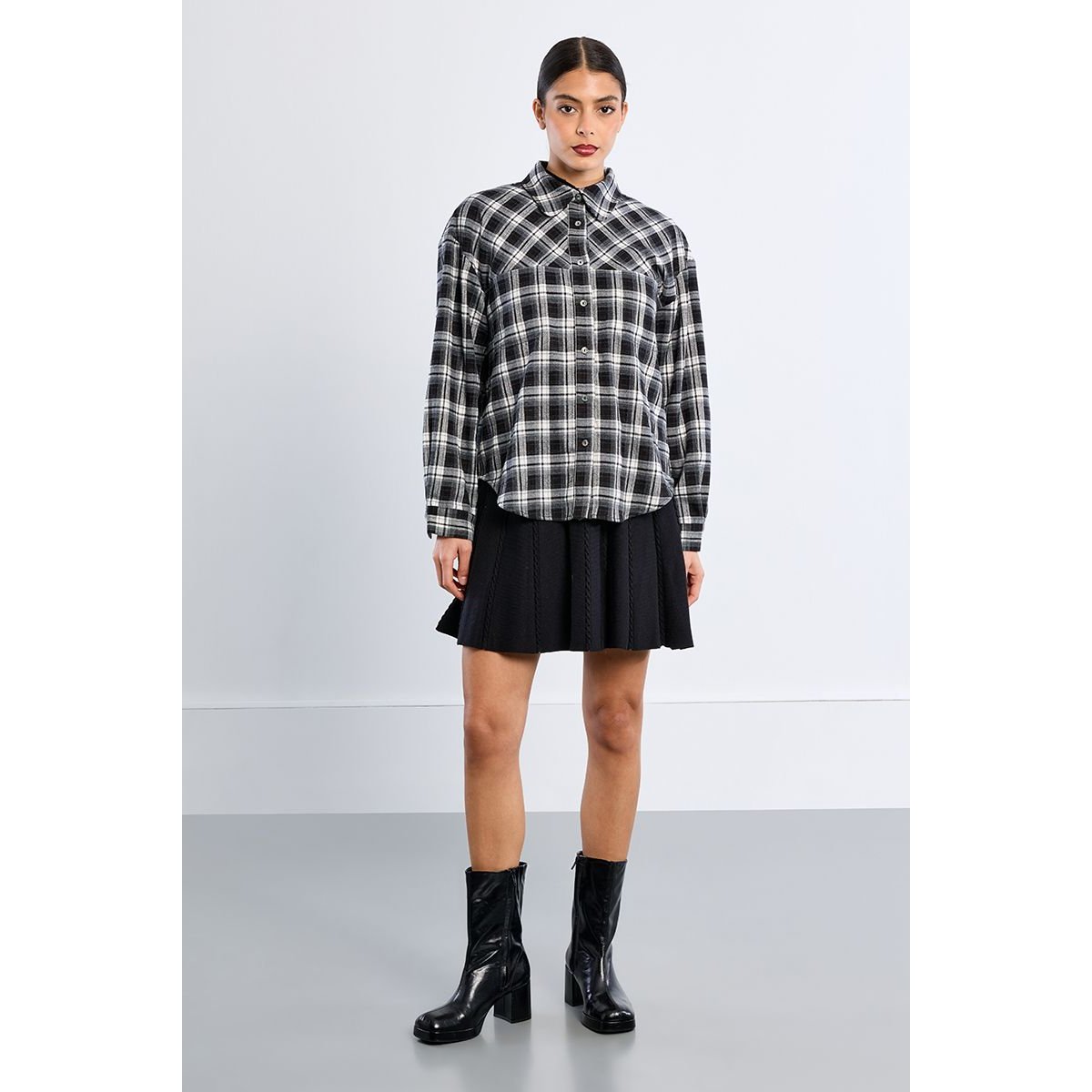 Chemise oversize à carreaux noir, LILI SIDONIO