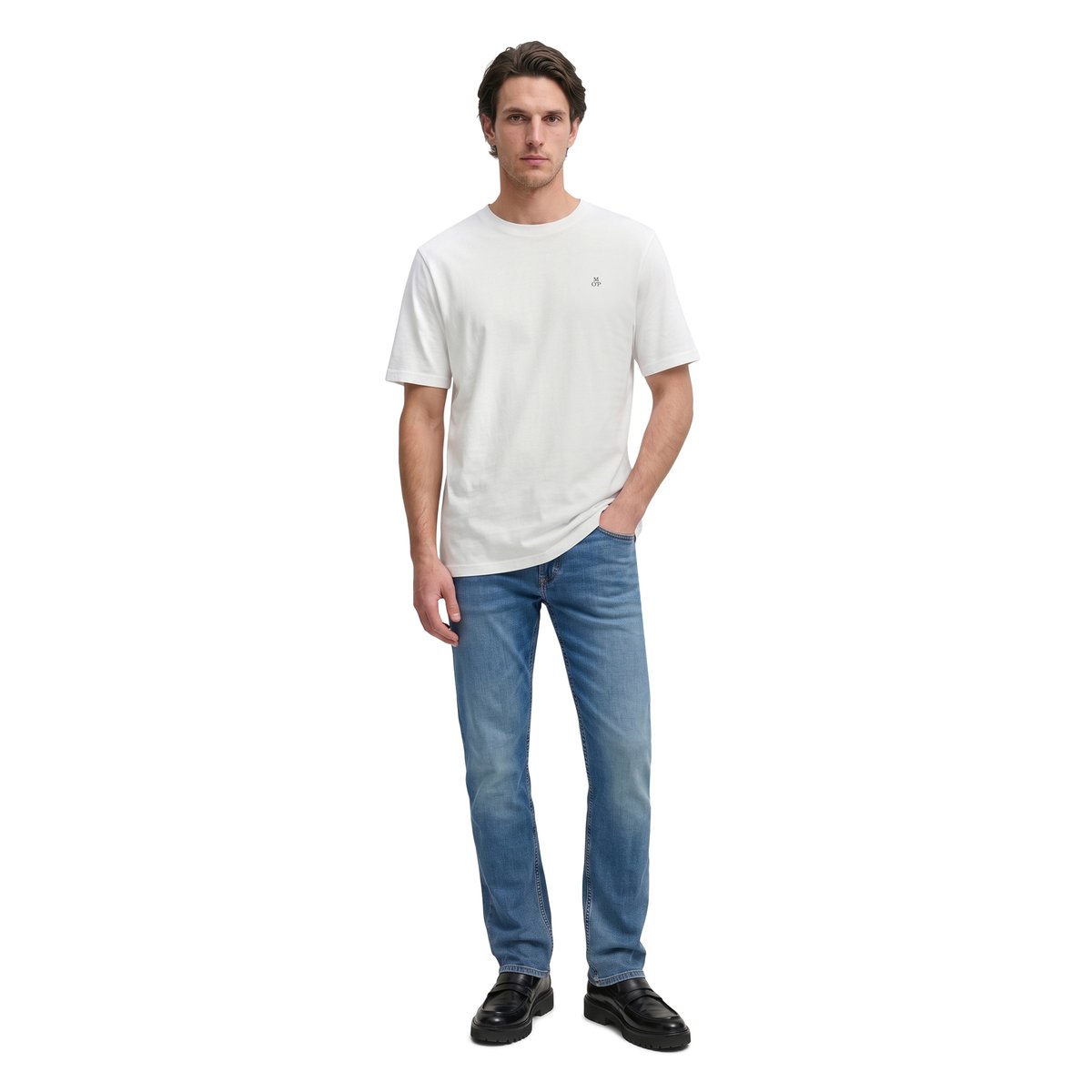 T-shirt regular garment-dyed en pur coton biologique blanc, MARC O'POLO
