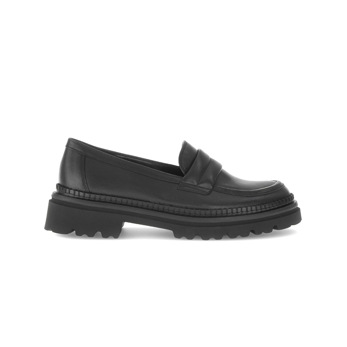 Mocassins en cuir lisse à talon décroché noir lisse, GABOR