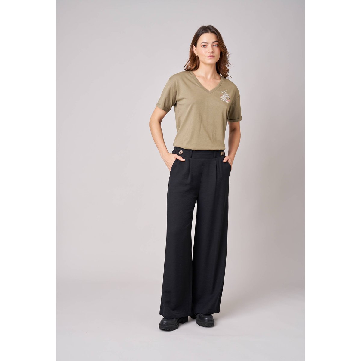 Pantalon large femme JOENIE black, DEELUXE
