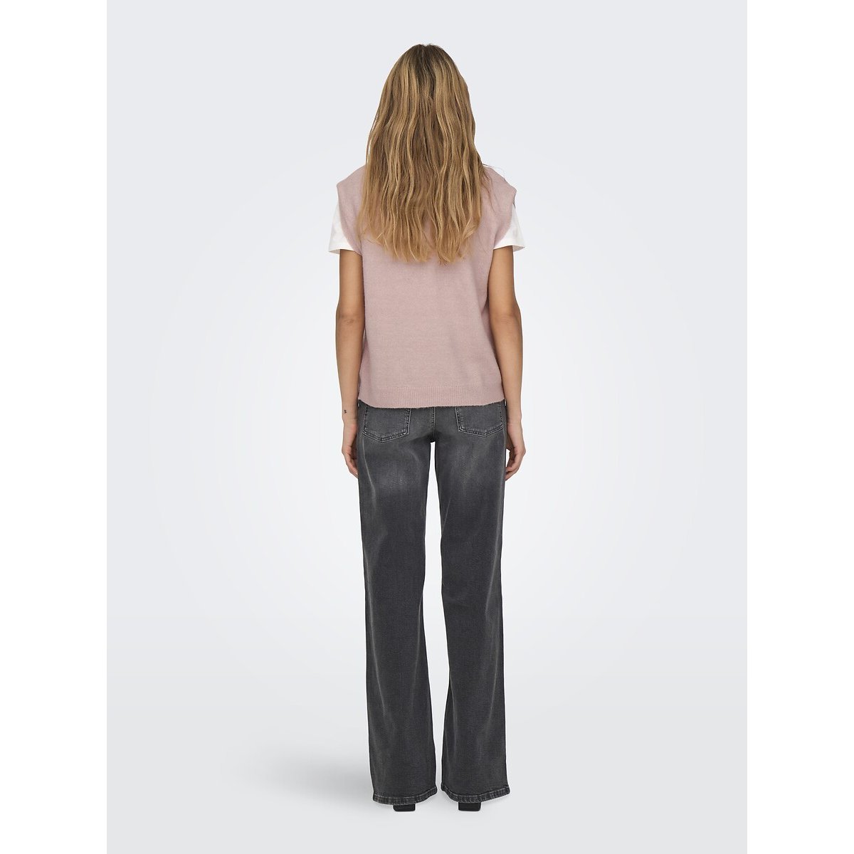 Pull col rond manches courtes rose, ONLY