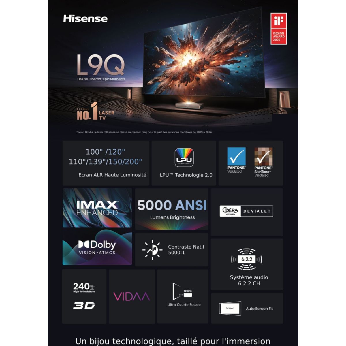 Vidéoprojecteur home cinéma L9Q 2025 marron, HISENSE