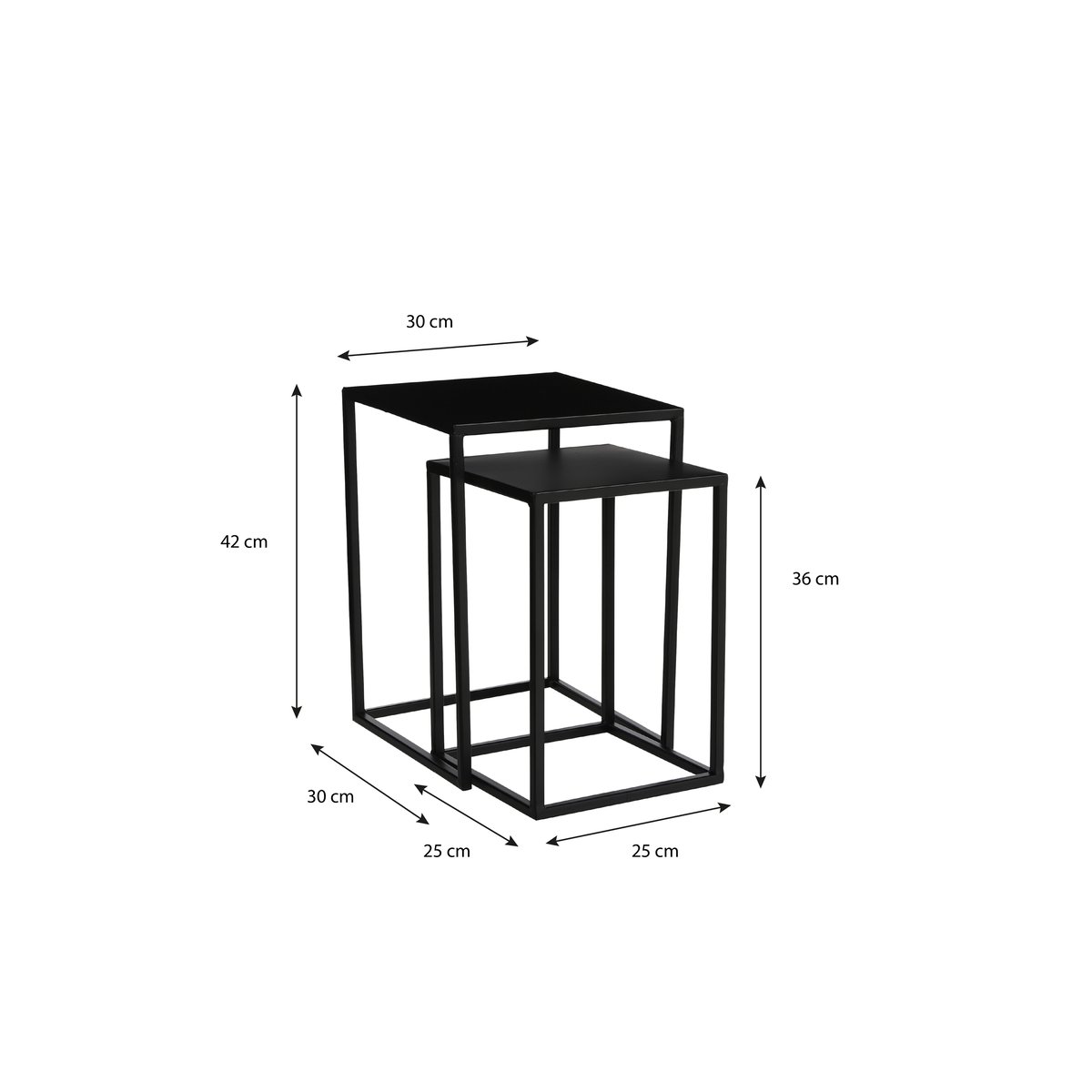 Lot de 2 tables d'appoint GOA noir, MICA DECORATIONS