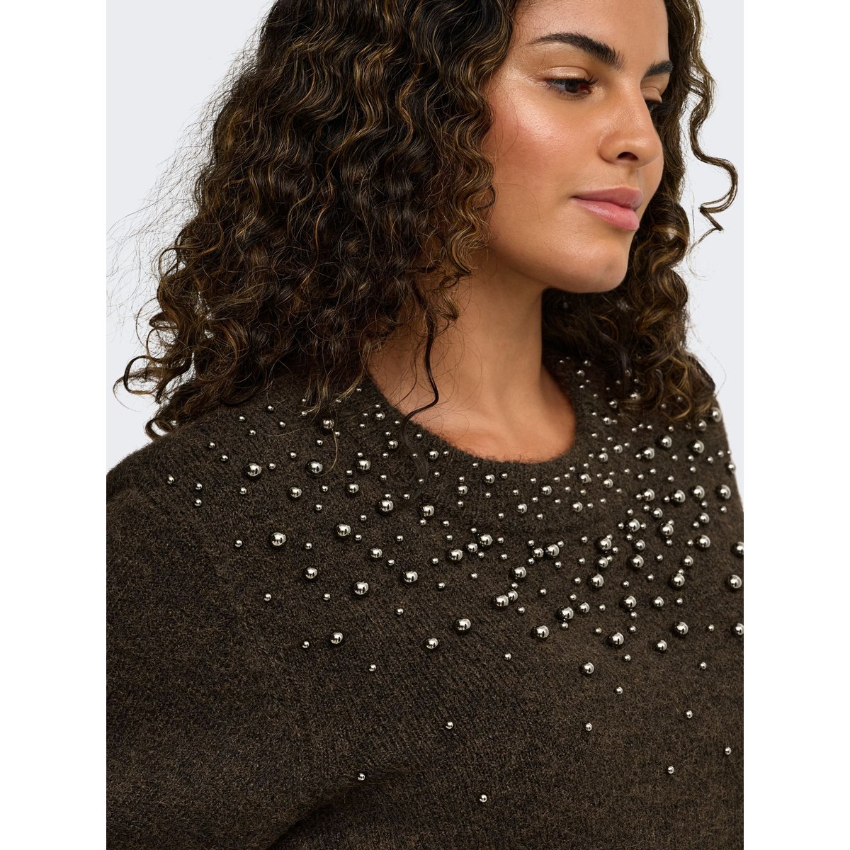 Pull En Maille coffee bean, ONLY CARMAKOMA