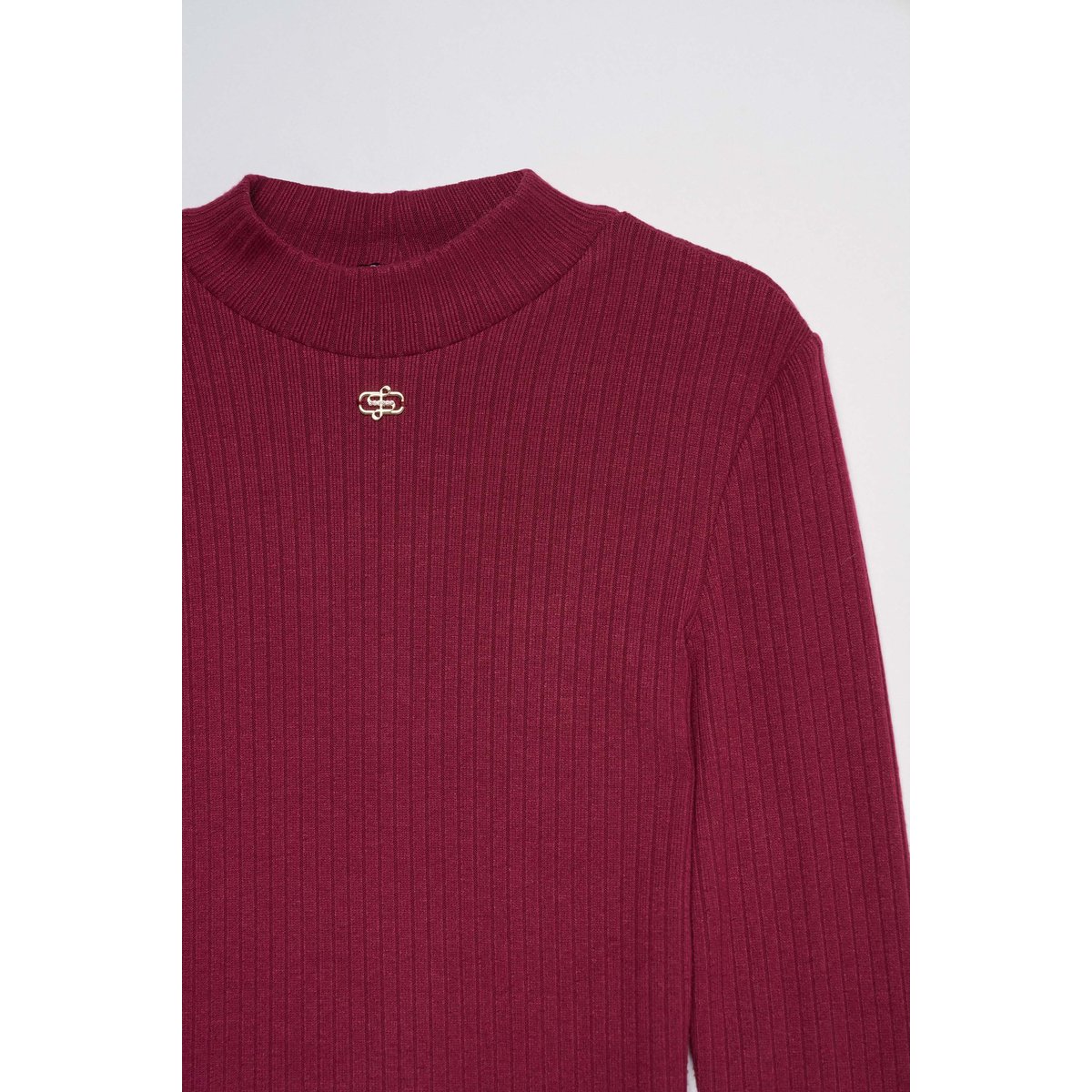 PULL EN MAILLE CÔTELÉE rouge, SALSA JEANS